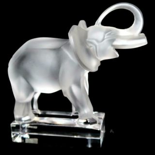 Lalique France Frosted Crystal Elephant Figurine 11801 6 1/8 " X 6 " Raised Trunk