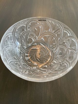 Lalique Pinsons Bowl Finches In Foliage 9.  25 " Signed & Guaranteed Authentic
