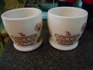 2 Vintage Copper Penny Restaurant Ware Coffee Cups / Mugs - Heavy Shenango China