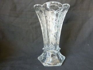 Antique Cut and Copper Wheel Engraved Heisey Glass Vase 2