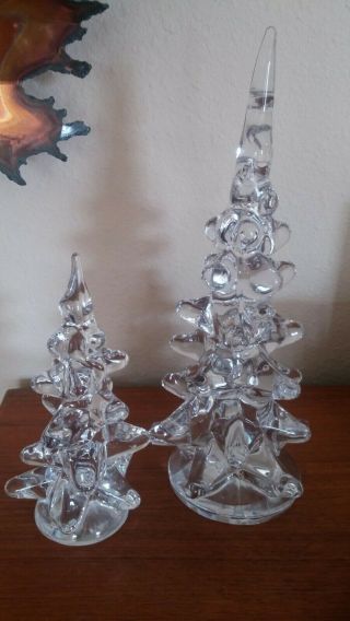 Signed Daum France Clear Crystal Sapin Tree (fir) 7.  75 " Tall No Chips Or Cracks