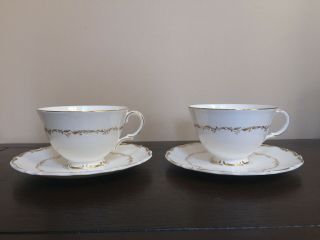 Set Of 2 Royal Doulton Richelieu Tea,  Coffee Cups And Saucers H.  4957 -