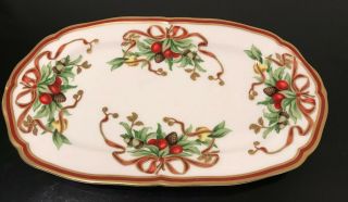 Tiffany Co.  Holiday Platter Serving Tray Porcelain Festive Tableware
