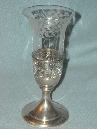 Gorgeous Tiffany & Co Sterling Crystal Vase Appr.  6 1/4 "