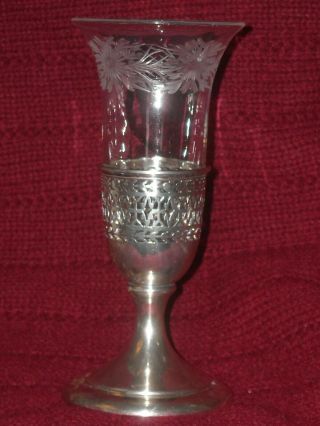 GORGEOUS TIFFANY & CO STERLING CRYSTAL VASE appr.  6 1/4 