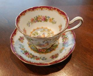 Royal Albert " Chelsea Bird Maroon " Pattern Cup & Saucer Set (s) Made In England