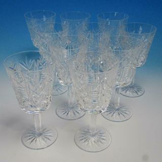 Waterford Crystal - Clare Pattern - 10 Water Goblets Glasses - 6 7/8 Inches
