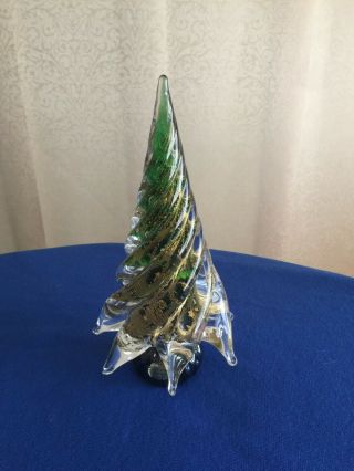 Murano Glass Christmas Tree Green And Gold