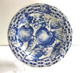 Pre - Owned Italy Pier 1 Imports White Porcelain Blue Apples Design Salad Plate