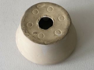 Vintage WELLER Art Pottery White Glaze Round 19 Hole Flower Frog Vase Unmarked 3
