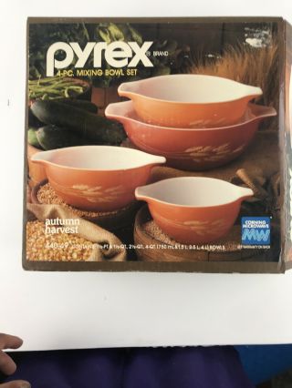 Vintage Pyrex 4 Piece Mixing Bowl Set Autumn Harvest 400 - 49