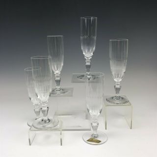 6 Baccarat France French Crystal " Renaissance " 1959 Champagne Flute Glasses 007