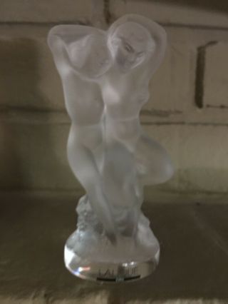 Lalique France Crystal " Le Faune " Two Nudes Sculptural Figurine