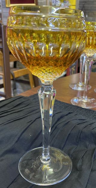 5 Wedgwood Crown Amber Cut To Clear Wine Hock
