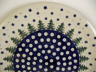 Boleslawiec Polish Pottery Dinner Plate W6 Pine Trees & Stars (itema5) 2