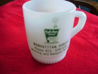 Anchor Hocking Fire King Coffee Mug Holiday Inn Manhattan Kansas Miss Spelled 2