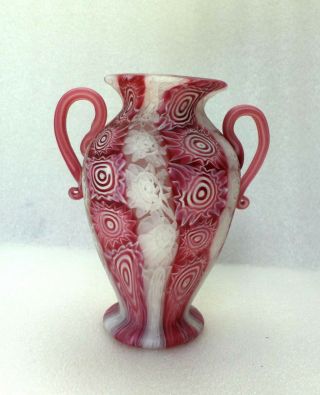 Murano Venetian Millefiori Dino Martens Pink Art Glass Vase