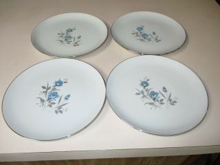 Royal Taunton Fine China Set 4 Blue Rose Dinner Plates Japan