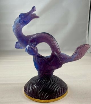 Very Rare,  Daum Crystal Pate - De - Verre Dragon Sculpture Purple.