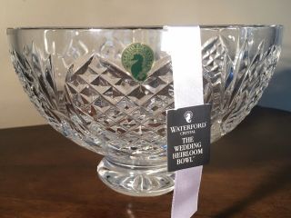 Waterford Wedding Heirloom 8 " Footed Crystal Bowl W/hearts Made/ireland $400