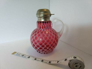 Fenton Cranberry Opalescent Coin Dot Syrup Pitcher