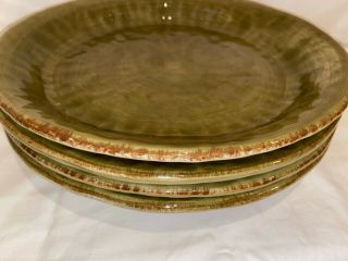 Tabletops Gallery GISELLA OLIVE Green Tan Dinner Plate 11 