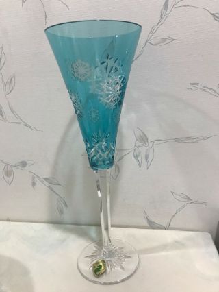 2014 Waterford Snowflake Wishes For Happiness Aqua Champagne Flute