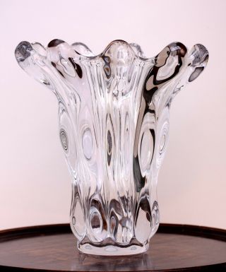 Large Modernist Glass Vase By Art Vannes France Mid Century