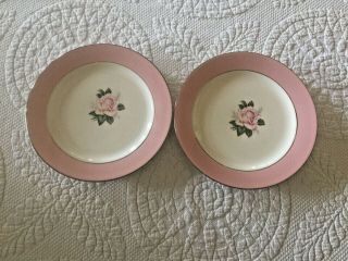 Homer Laughlin Lifetime China Pink Rose Bread Plates.  2