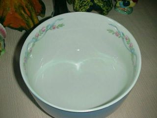 Vintage Hall China Wildfire Roses & Ribbon Large Blue Mixing Bowl - Kitchenware