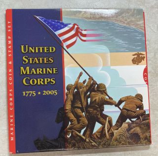2005 Us Marine Corp Usmc 230th Anniversary Coin And Stamp Set