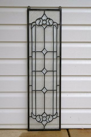 10 " X 36 " Stunning Handcrafted All Clear Stained Glass Beveled Window Panel