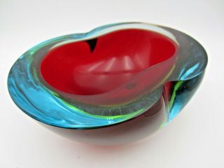 Huge Poli Seguso Geode Murano Red Amber Blue Sommerso Art Glass Designer Bowl