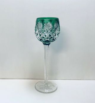 1 Vintage St.  Louis Florence Emerald Green Cut To Clear Crystal Wine Glass