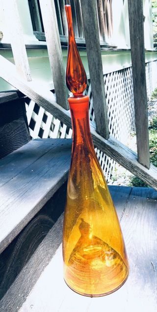 Blenko Winslow Anderson 22.  5 Huge Tangerine Amberina Glassdecanter Mcm Eames
