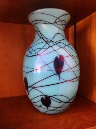 Fenton Art Glass 1975 Robert Barber 11 " Hanging Hearts Vase 424/600 Limited Ed
