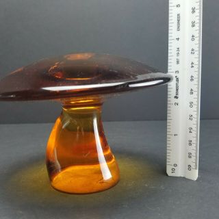 VIKING Glass AMBER 3 - Piece Mushroom Set - - SMALL LARGE JUMBO Paperweight 2