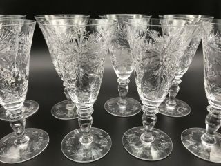 Set Of 8 Hawkes Glass Cut Crystal 7 " Wine Water Goblet 6030 Stem Abp Floral Sign