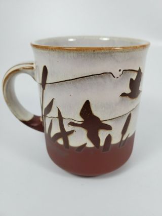 Kiln Craft Stoneware Ducks and Cattails brown and beige mug coffee cup England 3