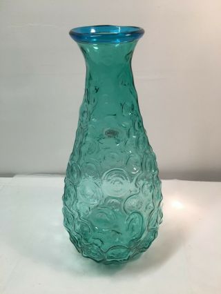 Large Hank Adams Textured Sea Green & Blue Blenko Vase.  Mid Century Modern 2