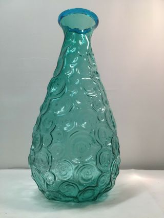 Large Hank Adams Textured Sea Green & Blue Blenko Vase.  Mid Century Modern 3