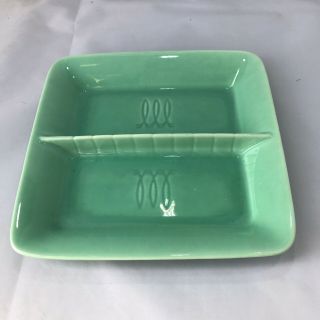 Mid Century Green Stangl Divided Relish Dish Tray Nuts Candy Vintage Square Mcm