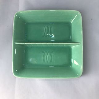 Mid Century Green Stangl Divided Relish Dish Tray Nuts Candy Vintage Square MCM 2