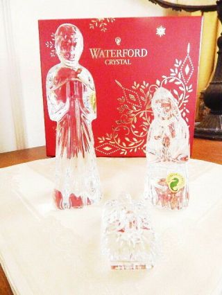 Waterford Crystal Holy Family Nativity Set 3 Joseph Mary Baby Jesus - / Box
