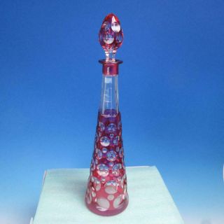 Boston Sandwich Cranberry Cut To Clear Thousand Eye 16 " Decanter With Stopper