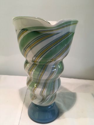 Vintage Charlie Meaker Signed Studio Art Glass Vase,  Danish Artist