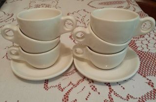 Buffalo China Restaurant Ware All White 6 Coffee Cups And 2 Saucers