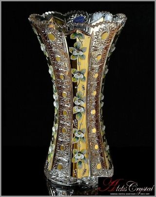 Bohemian Crystal Vase For Flowers 31 Cm,  " Shaherezada " Gold,