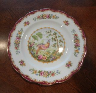 Royal Albert " Chelsea Bird Maroon " Pattern Salad Plate (s) 8 " Made In England