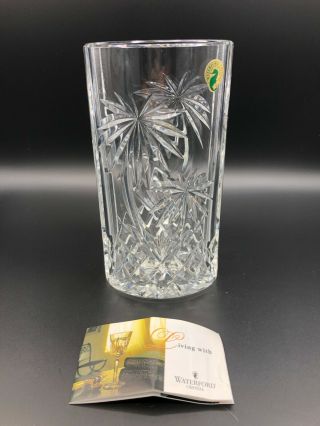 Waterford Crystal Fred Curtis Palm Tree Oval Vase,  8 " Tall,  4 " Wide